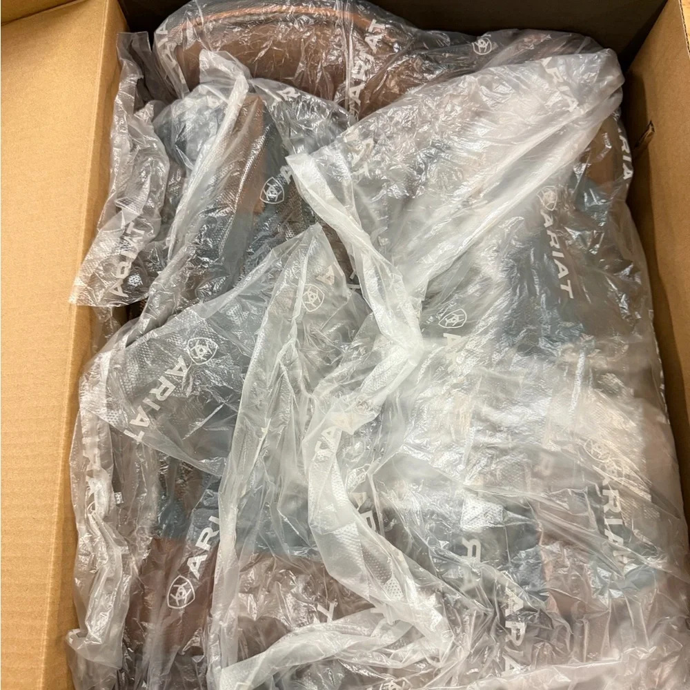 Ariat Men's Brown Leather Western Boots with Blue Embroidered Shaft - Picture 7 of 8